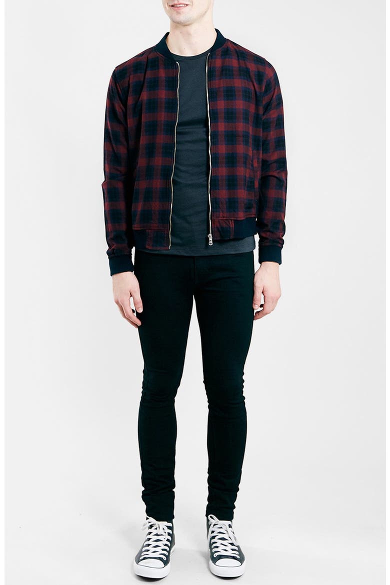 Check Bomber Jacket, Alternate, color, BURGUNDY MULTI