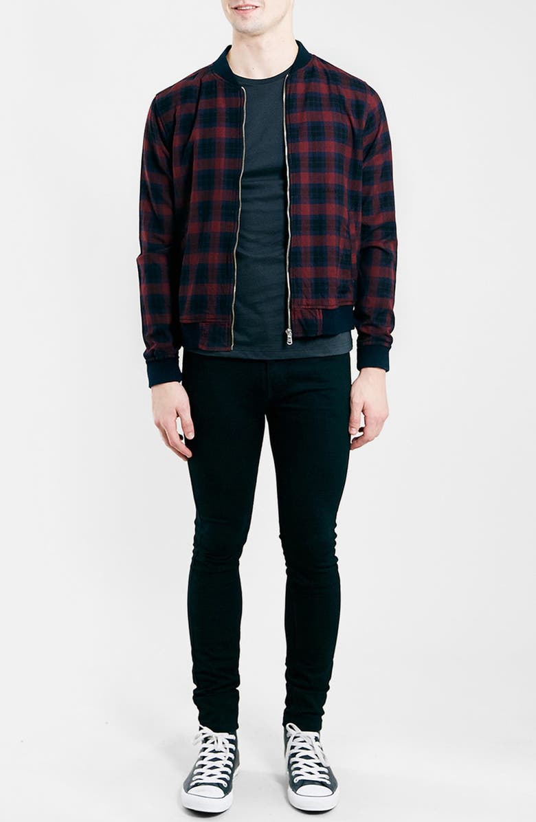 Topman Check Bomber Jacket, Alternate, color,