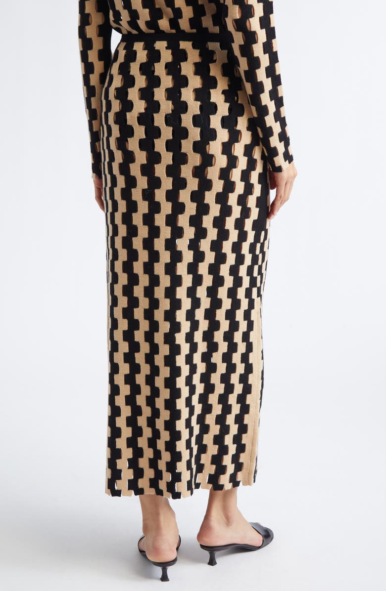ZANKOV Marshall Puzzle Intarsia Openwork Merino Wool Skirt, Alternate, color, Cream/ Black Multi