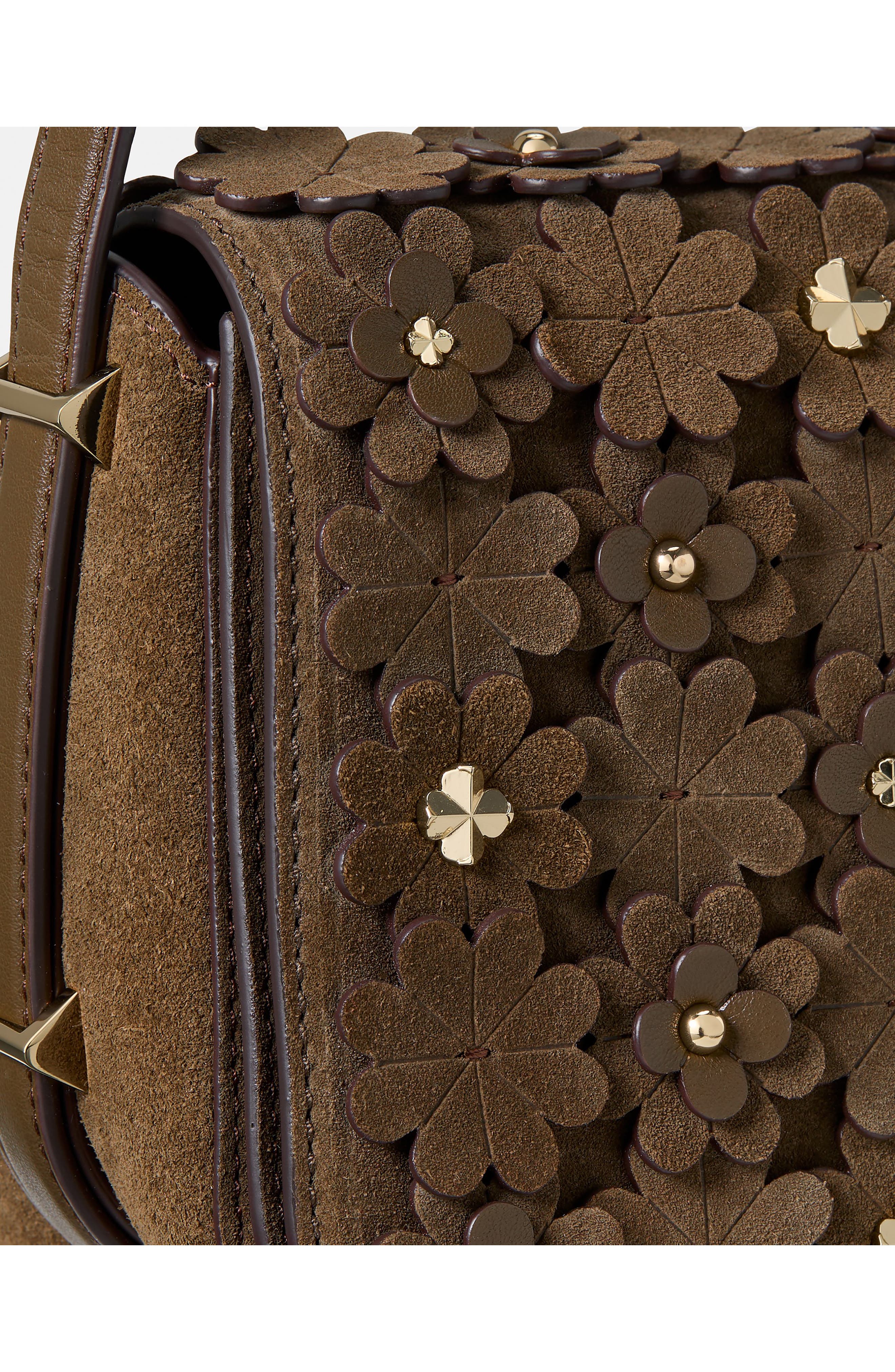 Kate Spade New York small liv floral embellished flap crossbody bag, Alternate, color, Burnt Sage