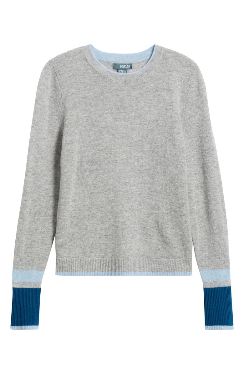 Griffen Play Colorblock Wool & Cashmere Crewneck Sweater, Alternate, color, Light Grey Combo