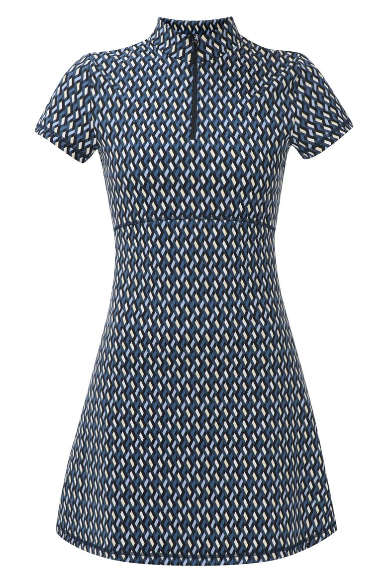 Power Tennis Quarter Zip Minidress, Alternate, color, BLUE LINKED GEO PRINT