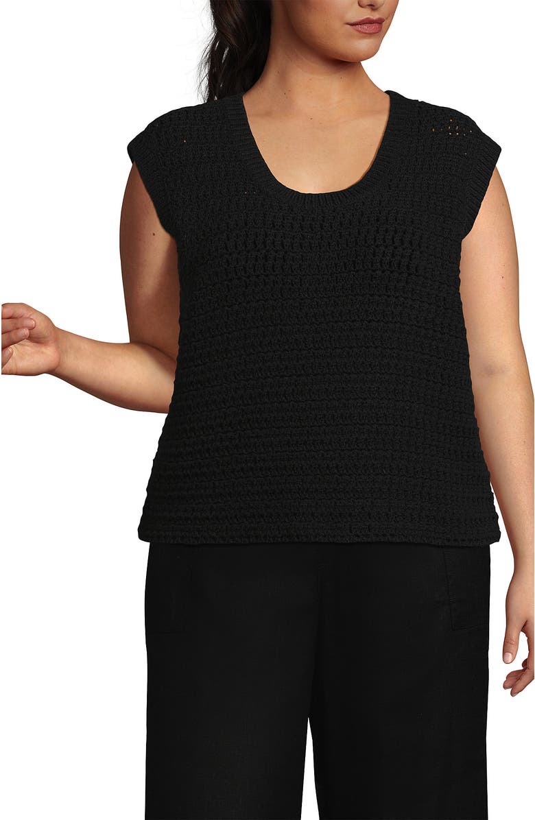 Lands' End Blend Texture U Neck Vest Sweater, Main, color, 
