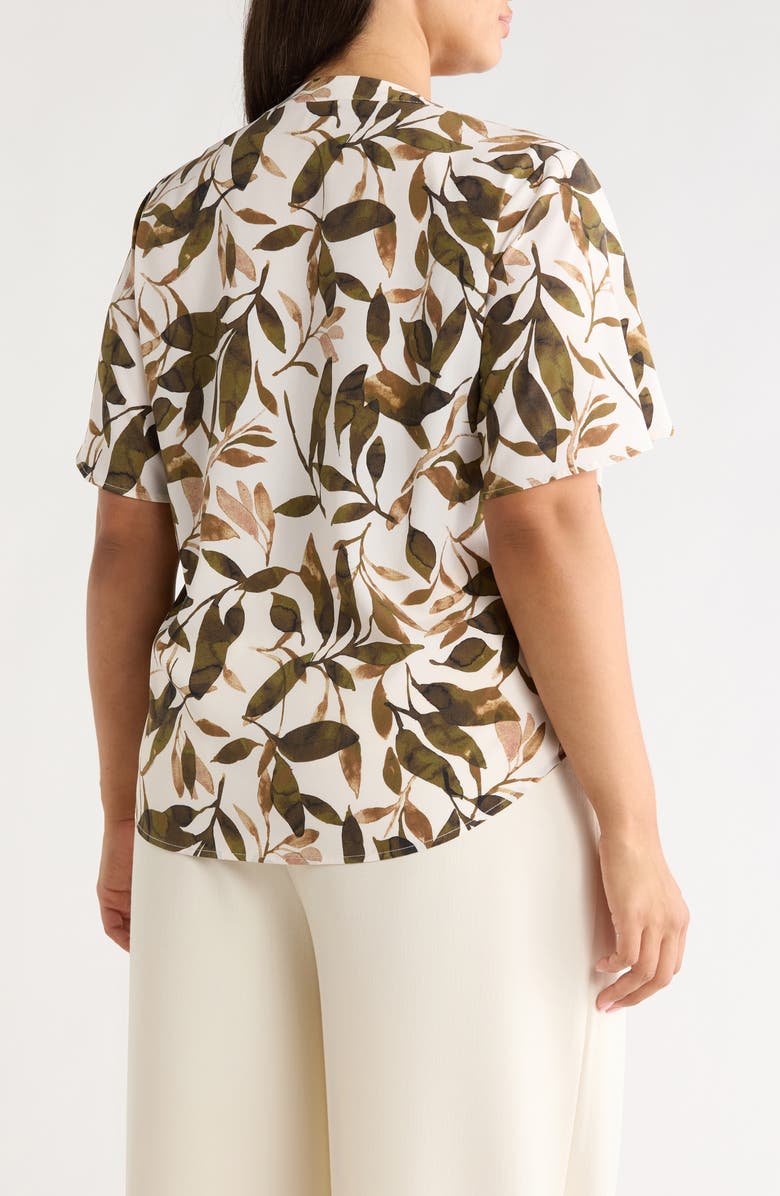 AK ANNE KLEIN Flutter Sleeve Top, Alternate, color, White Dove Multi