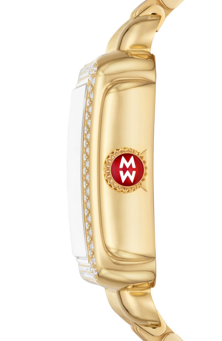 MICHELE Deco Diamond & Ruby Bracelet Watch, 33mm, Alternate, color, 