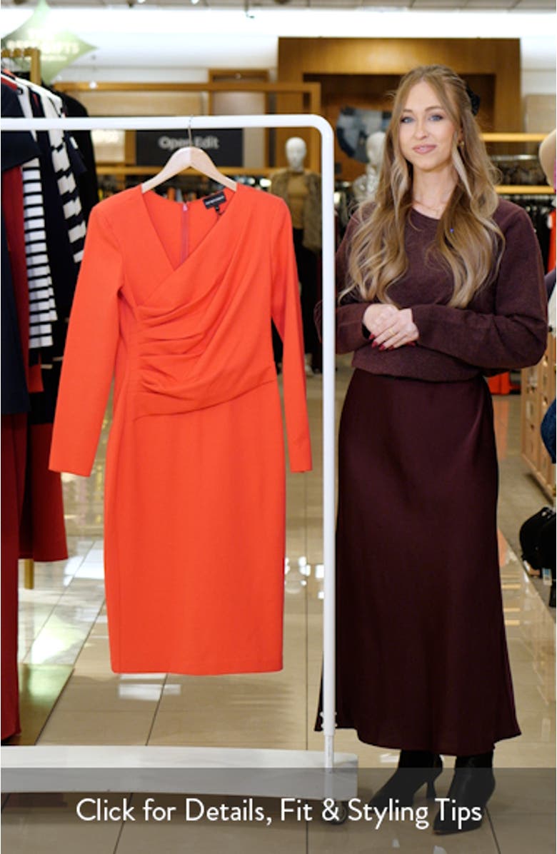 Ruched Long Sleeve Jersey Body-Con Dress, sales video thumbnail