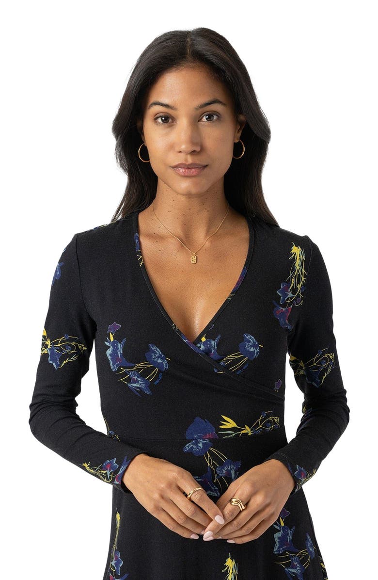 Saint + Sofia Maggie Wrap Midi Dress, Alternate, color, Blue