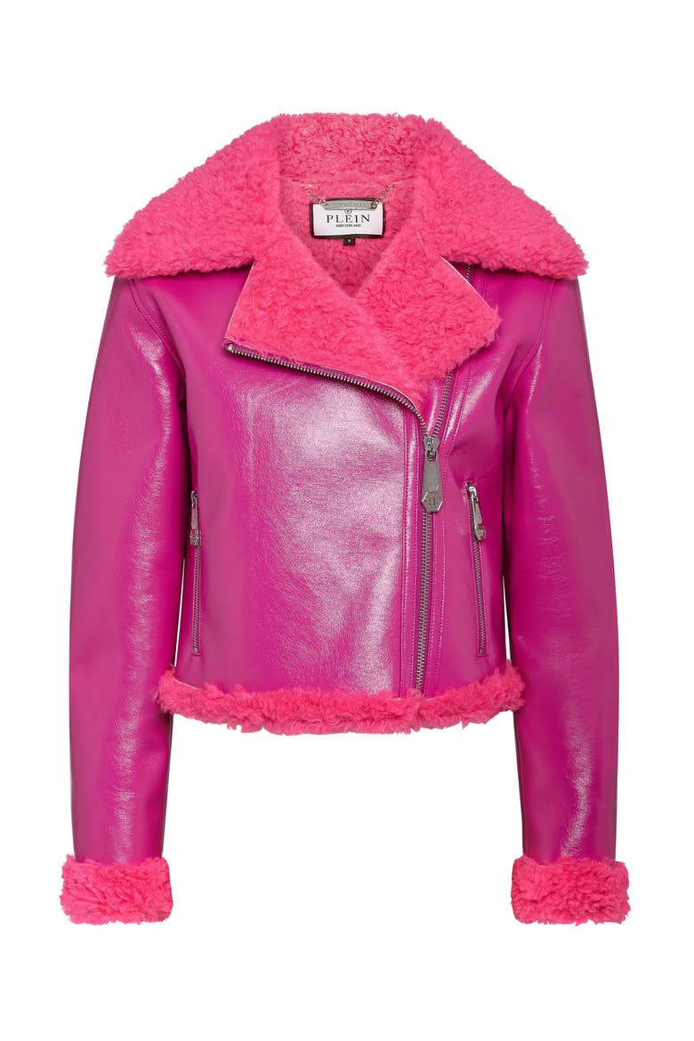 Biker Jacket Skull&Bones Women, Alternate, color, Fuxia