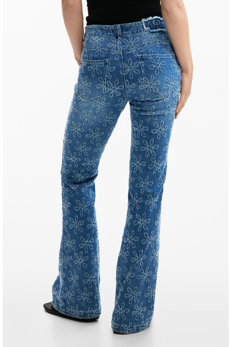 Floral Embroidered Flare Jeans, Alternate, color, MEDIUM BLUE