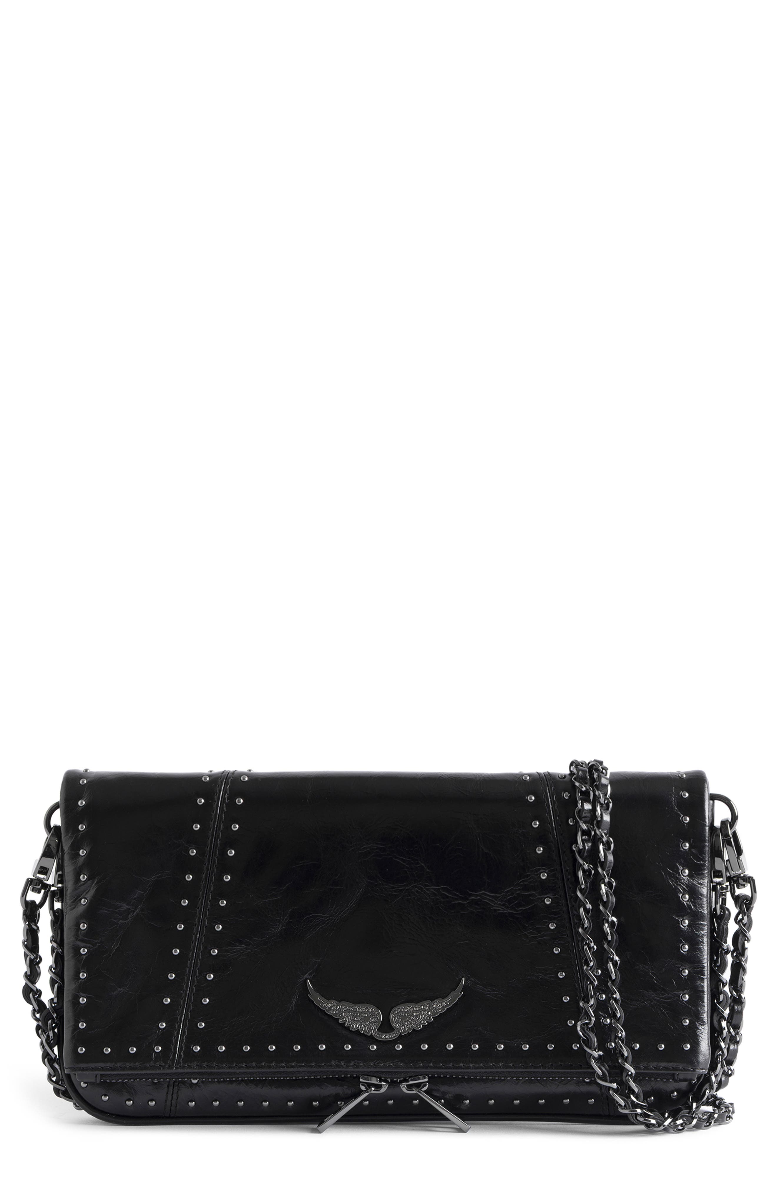 Zadig & Voltaire Rock Leather Crossbody Bag, Main, color, Black