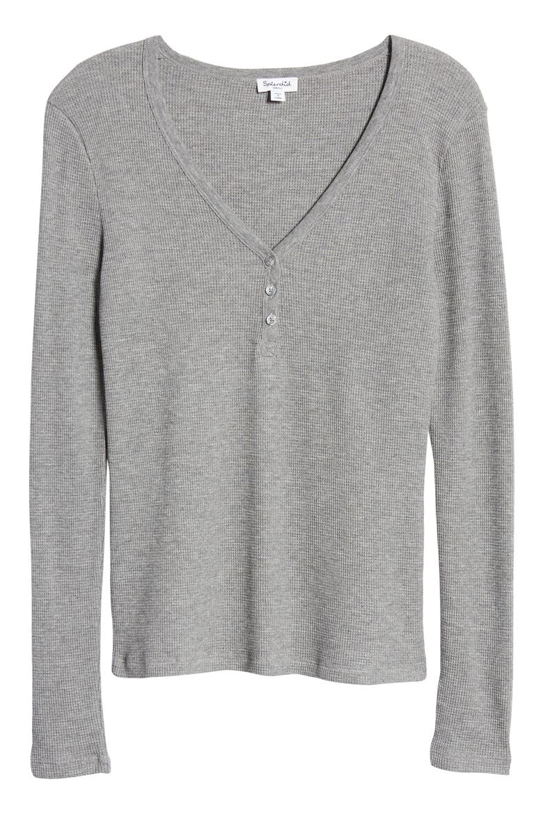 Waffle Knit Henley Top, Alternate, color, HEATHER GREY