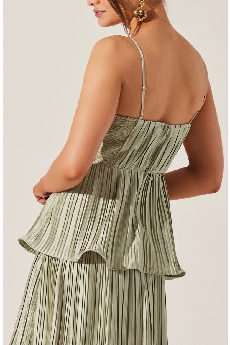 lupin pleated tiered maxi dress Lupin Plissé Sleeveles Tiered Maxi Dress (Women)