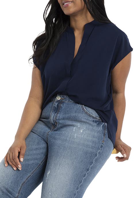 Notch Collar Blouse (Plus Available)