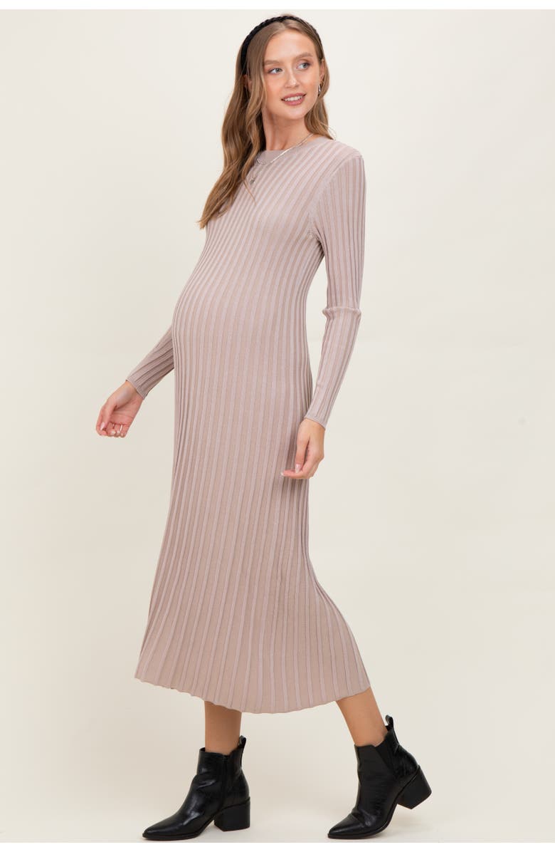 PinkBlush Thick Ribbed Knit Maxi Sweater Dress, Alternate, color, Beige