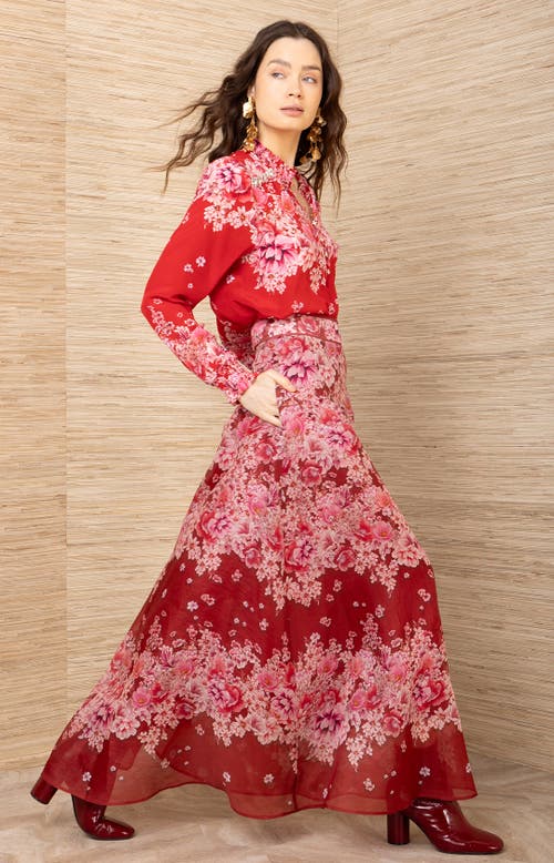 Hale Bob Baylor Organza Skirt In Red