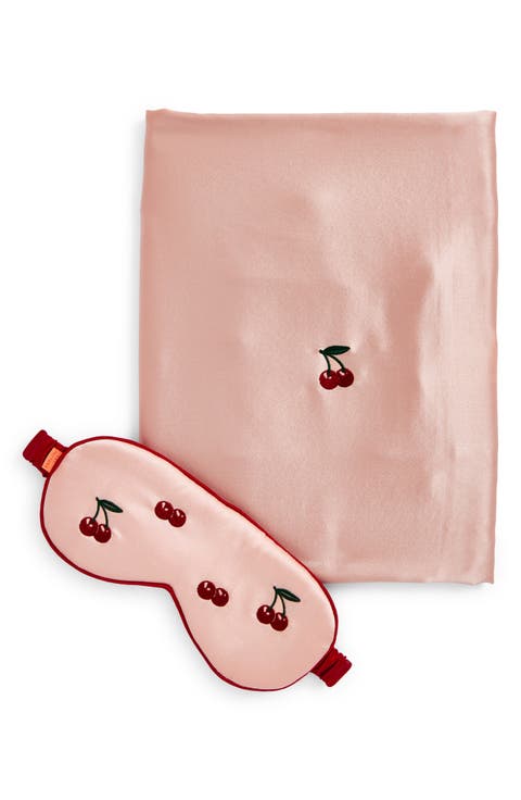 Embroidered Satin Pillowcase & Sleep Mask Set