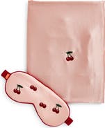 Lost Pattern Embroidered Satin Pillowcase & Sleep Mask Set