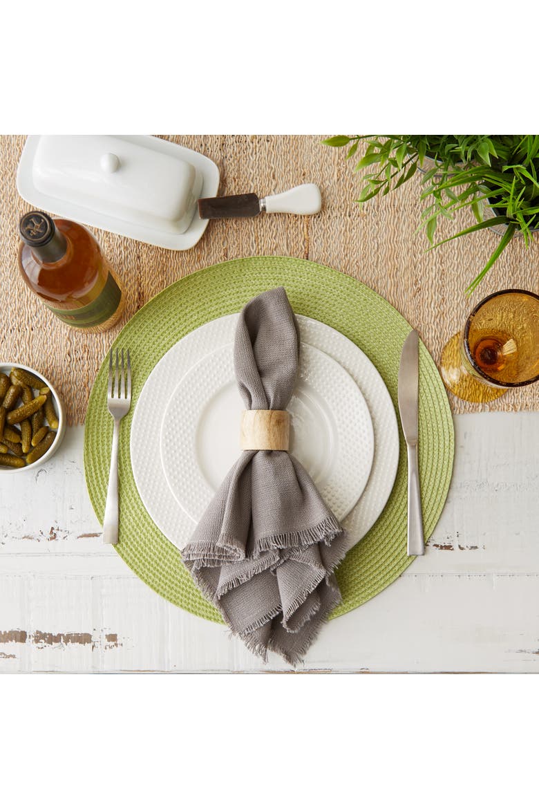 Gray Solid Heavyweight Fringed Napkin Set/6, Alternate, color, Gray