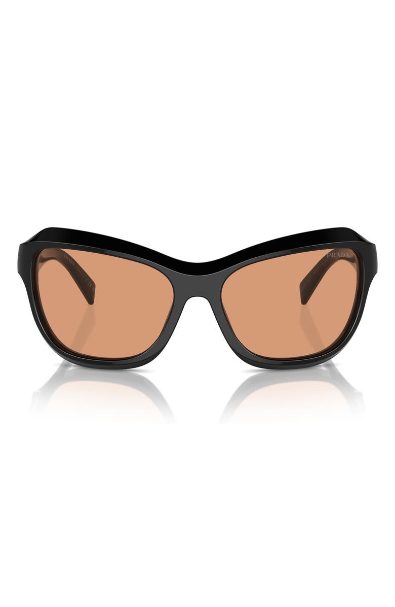 Prada 62mm Oversize Butterfly Sunglasses, Alternate, color, Black