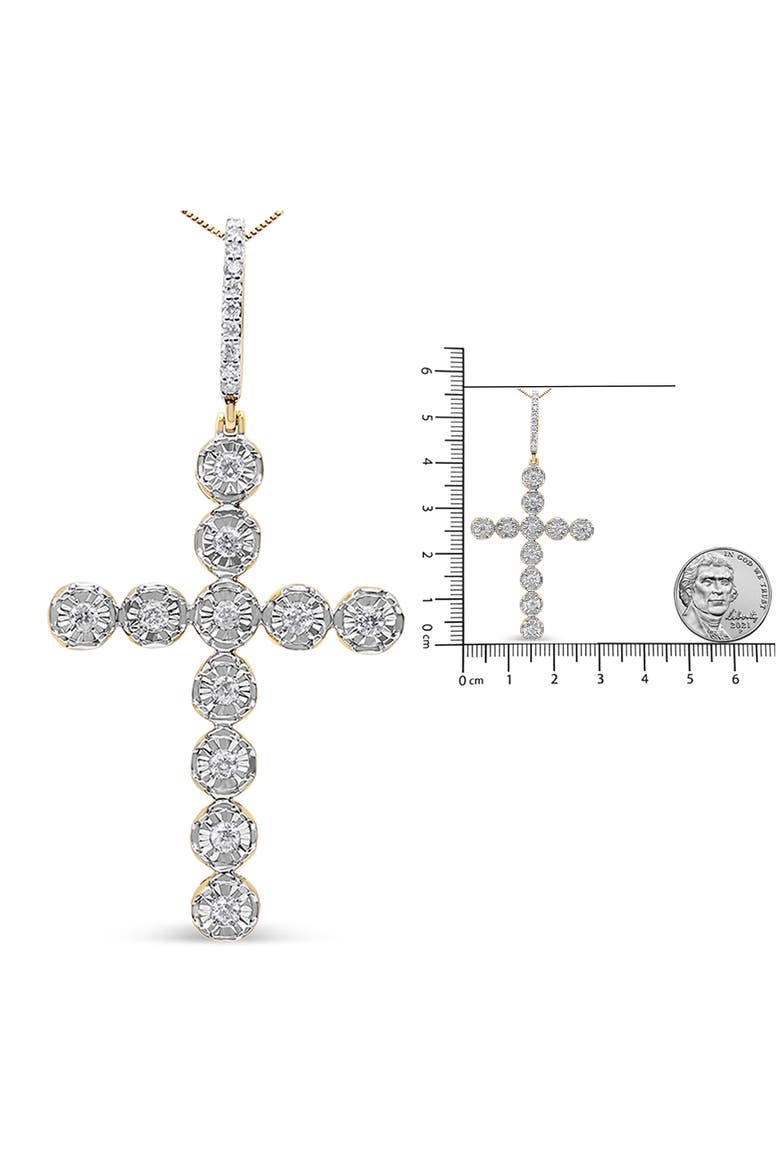 10K Yellow Gold 5/8 Cttw Diamond Link Cross Pendant Necklace for Men - NO CHAIN, Alternate, color, Yellow