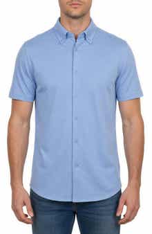 Short Sleeve Knit Button-Down Shirt
