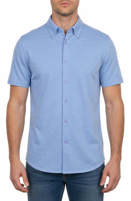 Short Sleeve Knit Button-Down Shirt