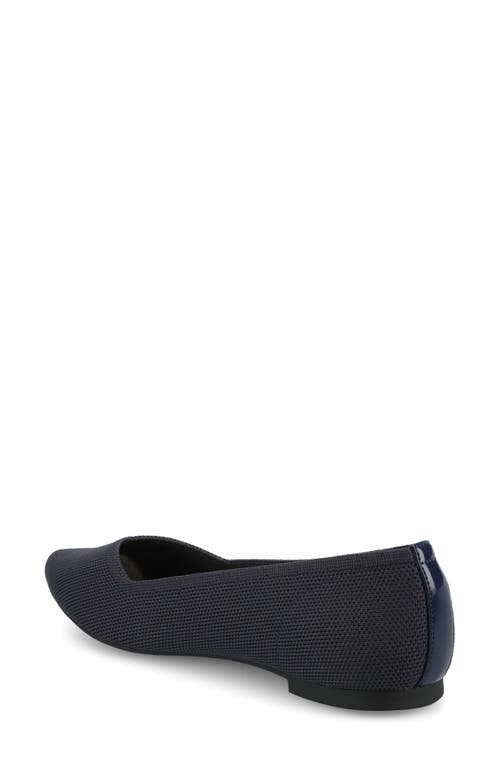 Journee Collection Minnah Knit Almond Toe Flat In Navy