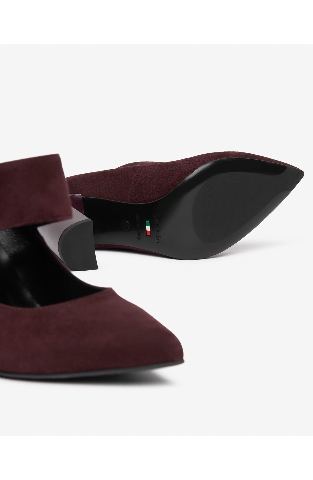 Leather Pointed Toe Mary Jane Pump, Alternate, color, BORDEAUX