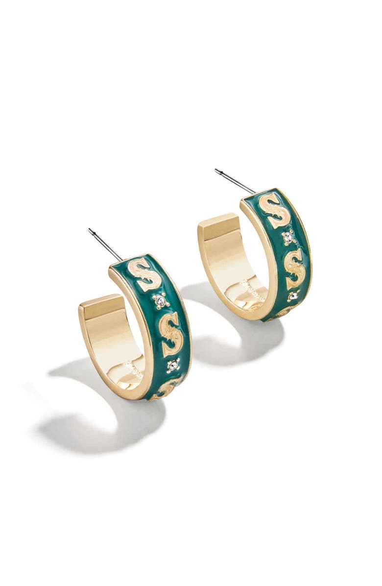 WEAR by Erin Andrews x BaubleBar Seattle Mariners Enamel Hoop Earrings, Main, color, Gold