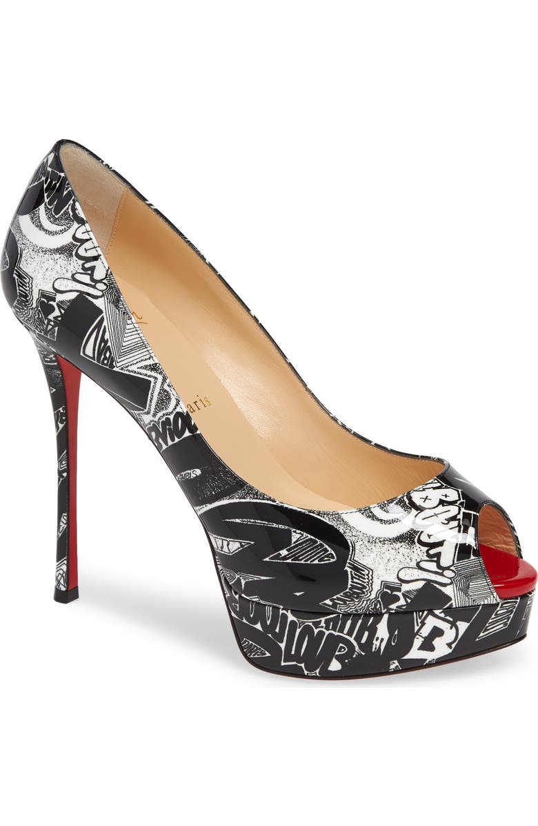 Christian Louboutin Fetish Graffiti Peep Toe Platform Pump, Main, color,