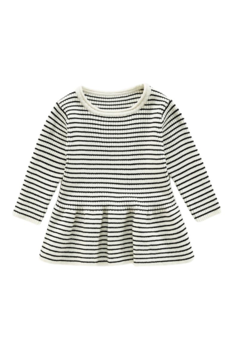 Rylee Stripe Cotton Dress, Main, color, BLACK