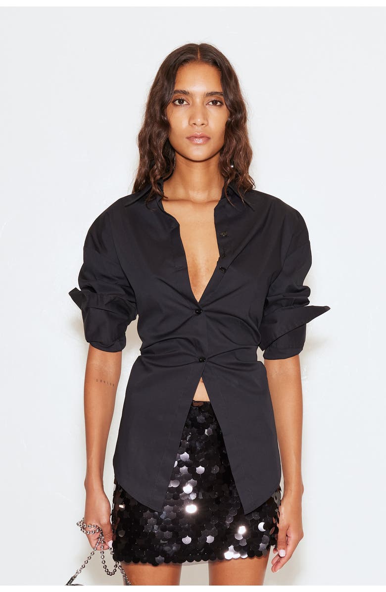 SIMONMILLER LOCH POPLIN BUTTON UP, Alternate, color, Black