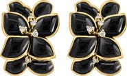 EFFY 14K Yellow Gold Diamond Onyx Blossom Earrings
