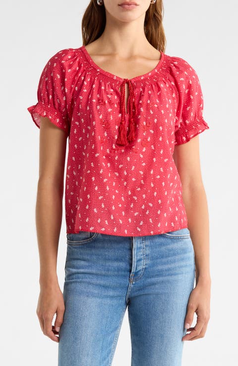 Katie Bandana Print Cotton & Silk Top
