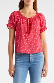 Re/Done Katie Bandana Print Cotton & Silk Top