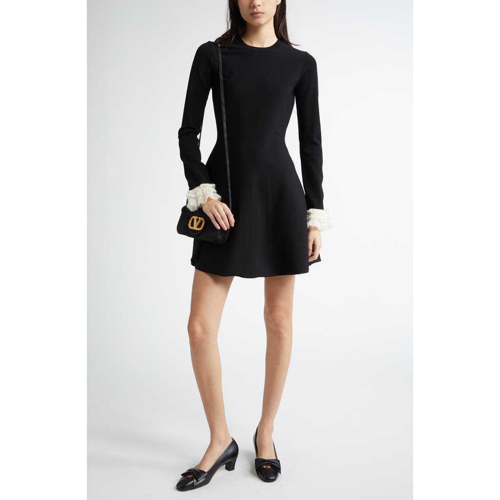 Valentino Garavani Ruffle Cuff Long Sleeve Sweater Dress