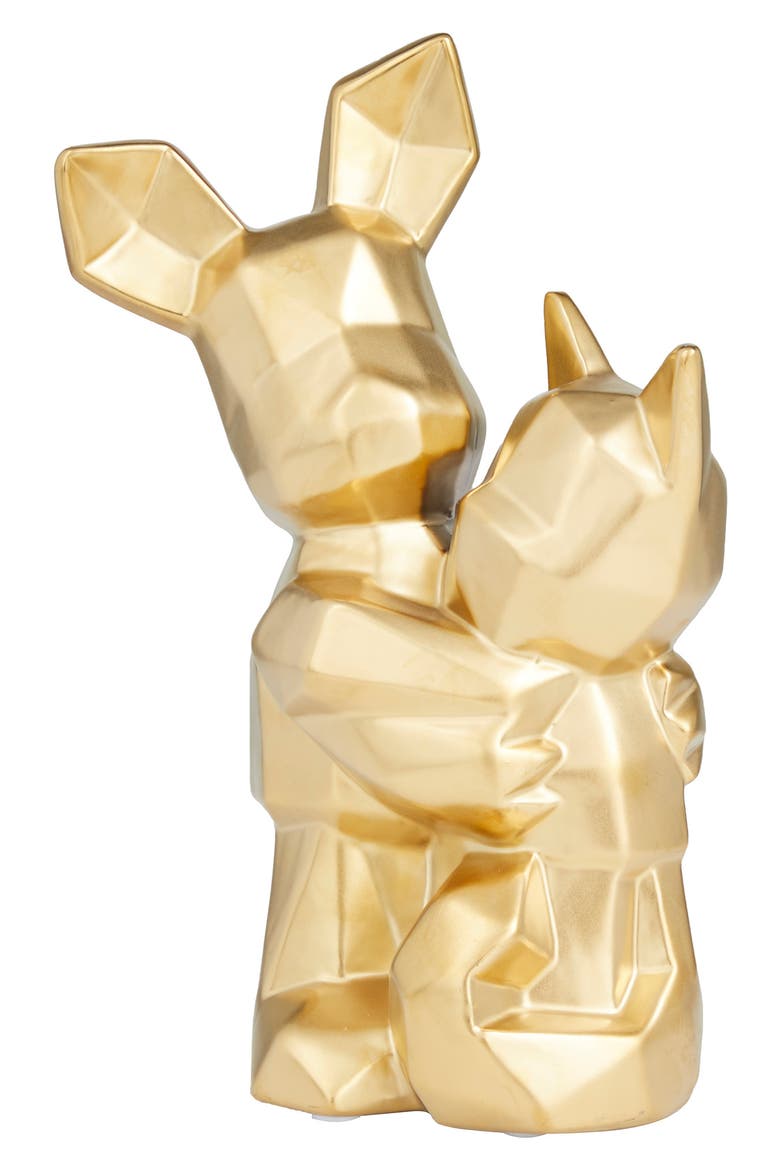 Goldtone Porcelain Cubist Dog Sculpture, Alternate, color, GOLD