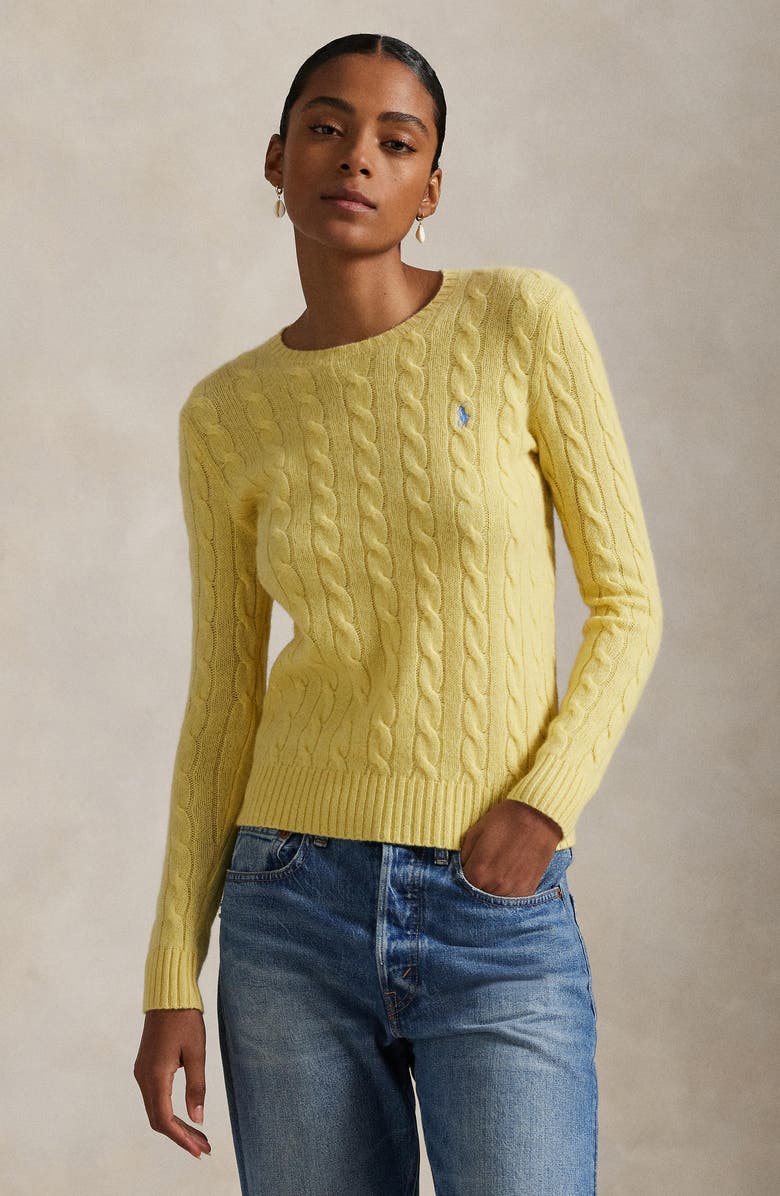 Polo Ralph Lauren Cable Stitch Wool & Cashmere Sweater, Alternate, color,