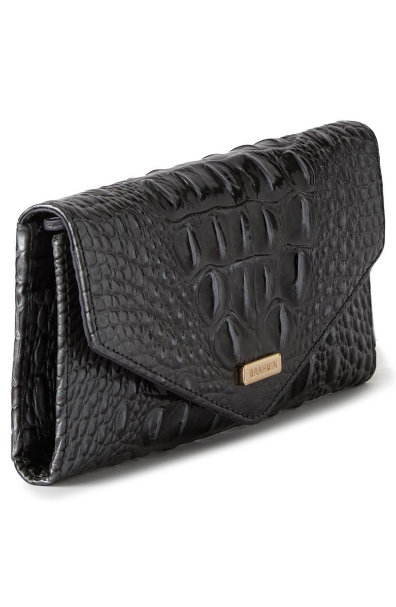 Brahmin Veronica Croc Embossed Leather Wallet, Alternate, color, Charcoal Melbourne