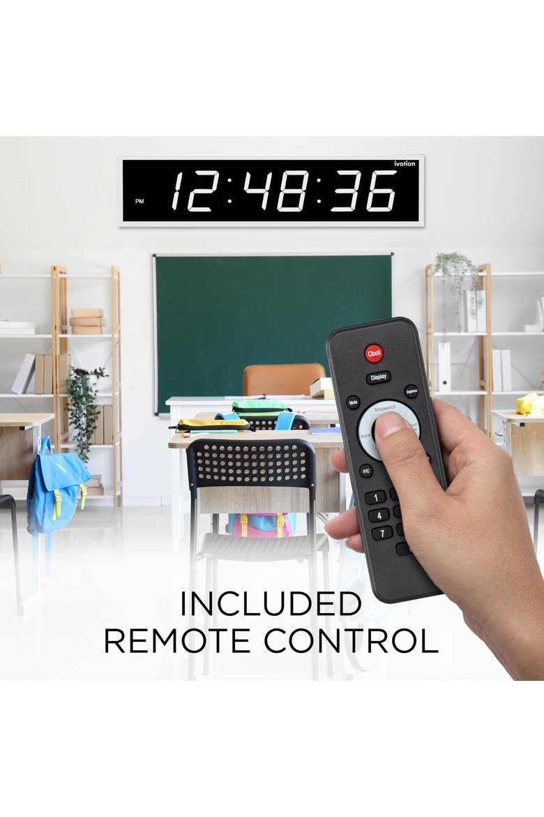 Large Digital Clock, 72 Led Wall Clock with Stopwatch, Alarms, Timer, Temp & Remote, Alternate, color, White