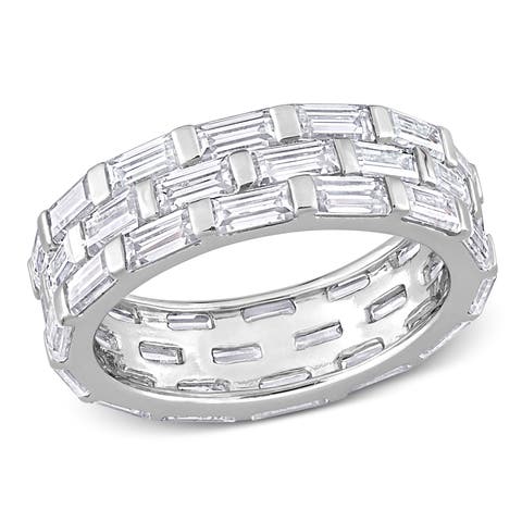 Moissanite Triple-Row Band Ring Sterling Silver