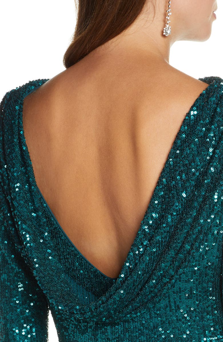 Mark + James by Badgley Mischka Badgley Mischka Sequin Drape Back Party Dress, Alternate, color, 