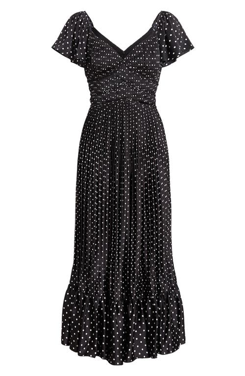 Shop Ralph Lauren Shirred Maxi Dress In Holiday Black Dot Multi