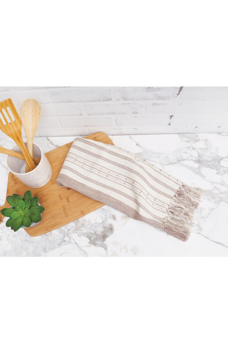 Oriana Natural Striped Towel, Alternate, color, Brown