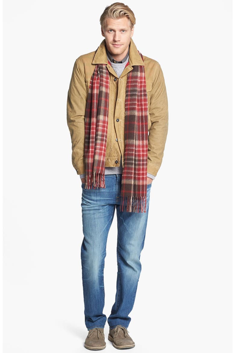 'Cruiser' Waxed Cotton Jacket, Alternate, color, TAN/ RED PLAID