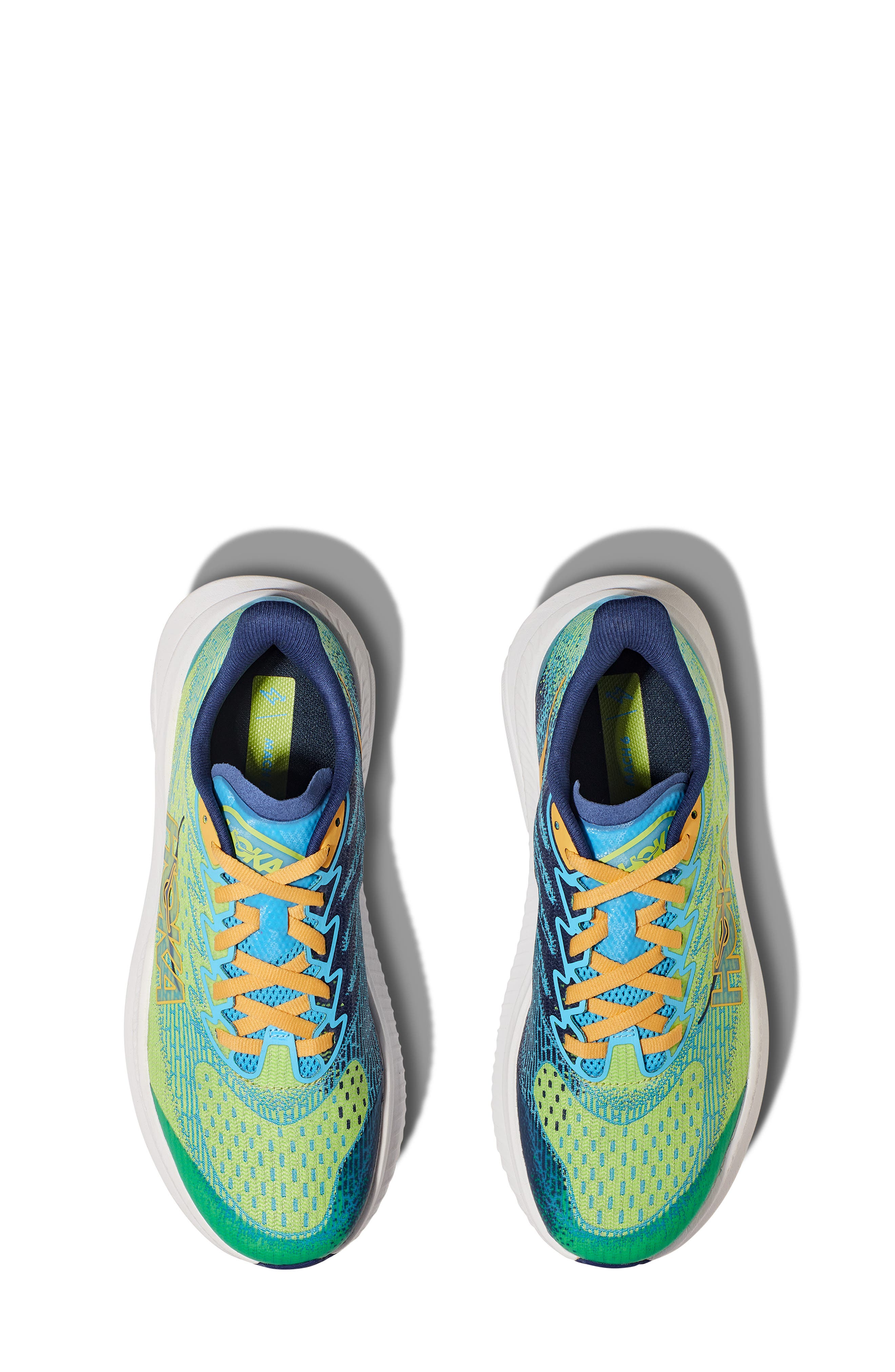 HOKA Kids' Mach 6 Running Shoe, Alternate, color, Lettuce / Bellwether Blue