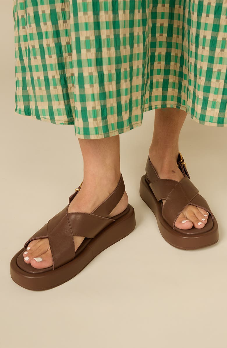 Charlotte Stone Anto Slingback Flatform Sandal, Alternate, color, Umber