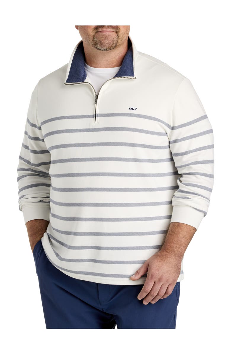 vineyard vines Big & Tall Brenton Stripe Saltwater 1/4-Zip Pullover, Main, color, Nautical Navy