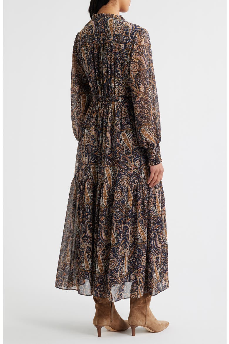 Boho Paisley Long Sleeve Maxi Dress, Alternate, color, BLACK MULTI