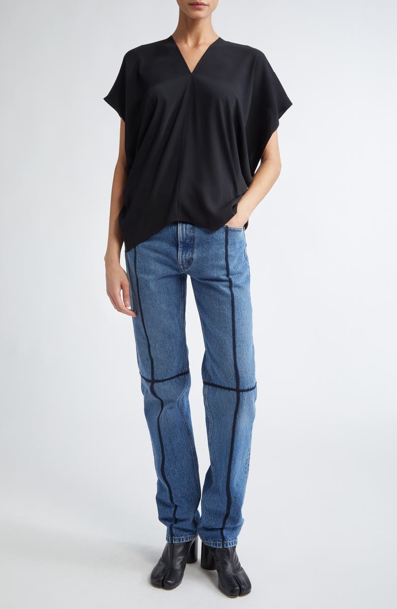 MM6 Maison Margiela Draped Short Sleeve Top, Alternate, color, Black